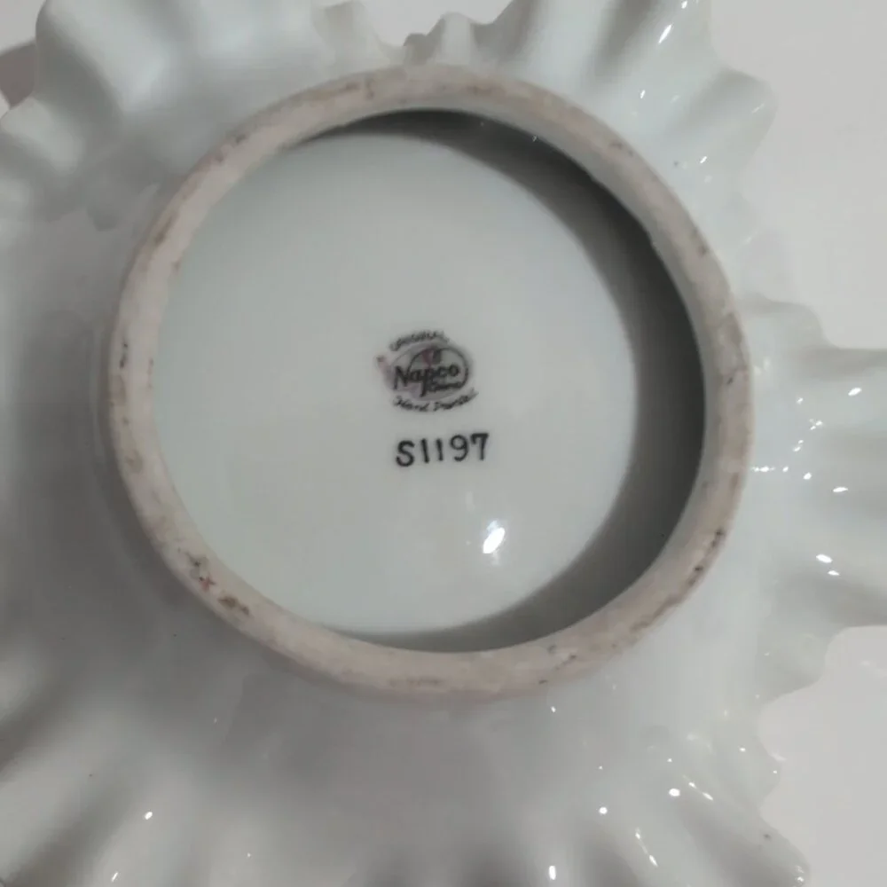 Vintage Napco China Hand-painted Dish With Scalloped Edges #S1197 Floral Design - Picture 3 of 4